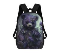 sinyumoney Purple Floral Bear Mochila Escolar Para Niñas Y Niños, Mochilas De Gran Capacidad, Mochilas Ligeras Para Niños Y Estudiantes 17inch