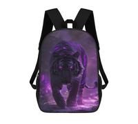 sinyumoney Purple Glowing Tiger Art Print Mochila Escolar Impresa En 3D 17inch Mochila Escolar Infantil Mochilas De Viaje Mochila Informal De Moda Para Niños Y Estudiantes