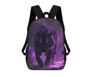 sinyumoney Purple Glowing Tiger Art Print Mochila Escolar Para Institutos De Secundaria Mochila Informal - Perfecta Para Viajes, Trabajo Y Uso Diario 17inch