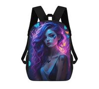 sinyumoney Purple Hair Girl with Butterflies Mochila Escolar Mochila De Papelería De Moda Mochila Impermeable Mochilas Informales Para El Día A Día - Perfecta Para Viajes, Trabajo Y Uso Diario 17inch