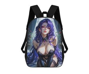 sinyumoney Purple Haired Anime Girl Mochila Escolar Grande Para Niños Para El Campus, Actividades Al Aire Libre, Viajes Y Deportes 17inch