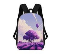 sinyumoney Purple Lavender Field with Hot Air Balloon Mochila Escolar Infantil Impresa En 3D Para Niños, Mochila De Viaje De Alta Capacidad, Bolsas Para Libros, Mochila Escolar Infantil 17inch