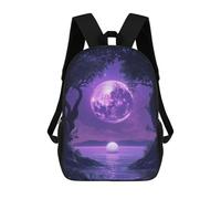 sinyumoney Purple Moon Tree And Ocean Mochilas Impresas En 3D Para Niños, Mochila Escolar, Mochila De Moda Para Niños De Primaria Y Secundaria 17inch