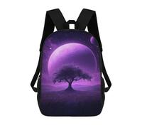 sinyumoney Purple Moonlit Tree Landscape Mochila Escolar Para Secundaria, Mochila Informal Para Niñas Y Adolescentes 17inch