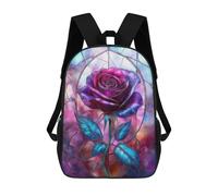 sinyumoney Purple Stained Glass Rose Mochilas Para Niños Y Estudiantes, Mochilas Escolares Impresas En 3D, Mochilas Para Estudiantes De Primaria Y Secundaria Para Niños Y Niñas 17inch