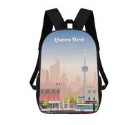 sinyumoney Queen West in Toronto Mochila Infantil, Mochila Escolar Impresa En 3D, Mochila Para Niños Y Niñas, Mochila Escolar Ajustable Para La Escuela Primaria 17inch