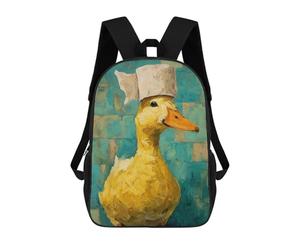 sinyumoney Quirky Duck Chef Hat Art Print Mochilas Escolares Mochila Escolar Ligera Mochila De Día Mochila Escolar Para La Universidad Para Niños/Niñas/Adolescentes 17inch