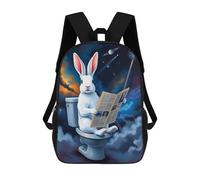 sinyumoney Rabbit And Space Toilet Mochila Escolar Impresa En 3D Para Niños, Mochila Escolar Informal De Moda Para Viajes Para Niños Y Estudiantes 17inch