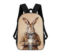 sinyumoney Rabbit Animals Coffee Mochilas Infantiles Mochila Escolar Impresa En 3D Para Niños Mochilas De Viaje Bolsas Para Libros Para Niños 17inch Mochila Escolar