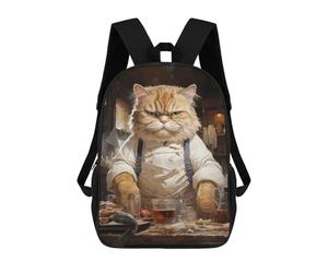 sinyumoney Rabbit Cafe Coffee Vibes - Mochila escolar resistente al agua para adolescentes, niñas, niños, mujeres y hombres, Big Fat Chef Cook Cat, 17"