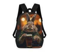 sinyumoney Rabbit Drinking Beer Pint Mochila Infantil Escolar Para Niños Con Estampado 3D De Dibujos Animados, Mochila Escolar Para Estudiantes, Mochila Para Portátil Para Niños Y Niñas 17inch