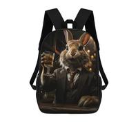 sinyumoney Rabbit Drinking Whiskey Mochilas Para Niños Y Estudiantes, Mochilas Escolares Impresas En 3D, Mochilas Para Estudiantes De Primaria Y Secundaria, Mochilas Para Niños Y Niñas 17inch