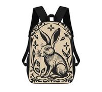 sinyumoney Rabbit Floral Illustration Mochila Escolar Infantil Impresa En 3D 17inch Mochilas De Moda Para Niños De Primaria Y Secundaria