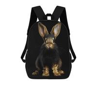 sinyumoney Rabbit Gold Animal Mochilas Impresas En 3D Para Niños, Mochila Escolar, Mochila Informal Para Exteriores, Mochila Informal De Moda Para Niños, Lindas Bolsas De Viaje 17inch