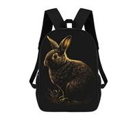 sinyumoney Rabbit Gold Black Mochila Escolar Infantil De 17 Pulgadas, Impresa En 3D, Estilo Casual, Para Niños, Ideal Para Viajes, Como Mochila Escolar O Para Llevar Libros.