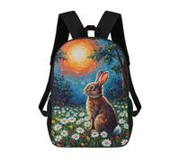 sinyumoney Rabbit in A Daisy Field Painting Mochila Escolar Para Niñas 17inch Mochila Informal Ligera Para Niños Y Niñas, Ideal Para Estudiantes De Secundaria
