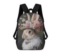 sinyumoney Rabbit in A Floral Hat Mochila Para Niños, Adolescentes Y Estudiantes, Mochilas Para Niñas, Mochilas Para Niños Pequeños, Primaria Y Secundaria 17inch