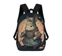 sinyumoney Rabbit in Floral Armor Art Print Mochila Escolar Infantil Impresa En 3D Para Niños, Mochila De Viaje De Alta Capacidad, Mochilas Para Libros De 17 Pulgadas Para Niños