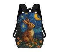 sinyumoney Rabbit in Starry Night Style Mochila Escolar Infantil Impresa En 3D Para Niños, Mochilas De Viaje De Alta Capacidad, Bolsas Para Libros, Mochila Escolar Infantil 17inch