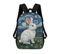 sinyumoney Rabbit in Starry Night Style Painting Mochila Ligera Para Aeropuerto, Estudiantes Universitarios, Niñas, Niños Y Adolescentes 17inch