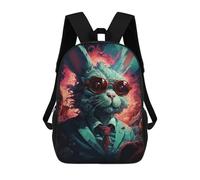 sinyumoney Rabbit in Suit with Sunglasses Mochila Escolar Infantil, Mochilas Impresas En 3D, Mochilas Escolares De Moda Para Niños De Primaria Y Secundaria 17inch
