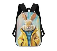 sinyumoney Rabbit in Yellow Jacket Mochilas Para Niños 17inch Mochila Escolar Mochila Escolar Impresa En 3D Para Niños De Primaria Y Secundaria