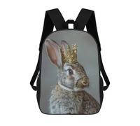 sinyumoney Rabbit King Photography Mochila Escolar Para Niños Mochila Escolar Impresa En 3D Mochila Escolar De Moda Para Niños De Primaria Y Secundaria 17inch
