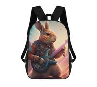 sinyumoney Rabbit Playing Guitar Fantasy Mochila Escolar Para Niños Mochila Escolar Impresa En 3D Mochila Escolar De Moda Para Niños De Primaria Y Secundaria 17inch
