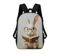 sinyumoney Rabbit Reading Book Painting Mochila Escolar Infantil Impresa En 3D 17inch Mochilas De Moda Para Niños De Primaria Y Secundaria