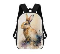 sinyumoney Rabbit Watercolor Design Mochila Escolar Para Niños Y Niñas, Mochila Informal De Viaje, Mochila De Gran Capacidad Para El Día A Día 17inch