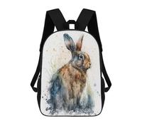 sinyumoney Rabbit Watercolor Painting Mochila Infantil, Mochila Escolar Para Niños, Mochila Escolar Infantil Con Estampado 3D De Dibujos Animados, Mochila De Gran Capacidad Para Niños Y Niñas 17inch