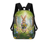 sinyumoney Rabbit with Flowers in Forest Mochila Escolar Mochila Para Niñas Y Niños Mochilas De Gran Capacidad Mochilas Ligeras Para Niños Y Estudiantes 17inch