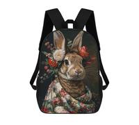 sinyumoney Rabbit with Flowers Mochila Infantil, Mochila Escolar Impresa En 3D, Mochila Para Niños Y Niñas, Mochila Escolar Ajustable Para La Escuela Primaria 17inch