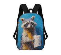 sinyumoney Raccoon Holding Toilet Paper Roll-1 Mochila Infantil De 17 Pulgadas, Mochila Escolar Con Estampado 3D De Dibujos Animados Para Niños Y Adolescentes.