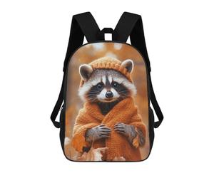 sinyumoney Raccoon in Autumn Knitwear Mochilas Escolares De Moda Para Papelería, Impermeables, Informales, Para Hombres, Mujeres Y Adolescentes 17inch