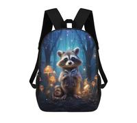 sinyumoney Raccoon in Magical Forest Mochila Escolar Para Niños, Mochila Escolar De Gran Capacidad Para Niños, Mochila Escolar 3D, Regalos Para Niños 17inch