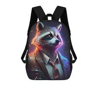 sinyumoney Raccoon in Suit Neon Style Mochila Escolar Infantil Impresa En 3D Para Niños, Mochilas De Viaje De Alta Capacidad, Bolsas Para Libros, Mochila Escolar Infantil 17inch