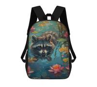 sinyumoney Raccoon in Water Lily Pond Mochilas Para Niños Y Estudiantes, Mochilas Escolares Impresas En 3D, Mochilas Para Estudiantes De Primaria Y Secundaria, Mochilas Para Niños Y Niñas 17inch
