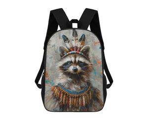 sinyumoney Raccoon Indian Historic Mochila Escolar Ligera Para Aeropuerto Y Universidad Para Estudiantes, Ideal Para El Campus, Viajes Al Aire Libre Y Deportes 17inch