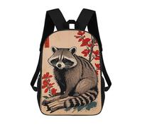 sinyumoney Raccoon Japanese Art Mochila Infantil, Mochila Escolar Impresa En 3D, Mochila Para Niños Y Niñas, Mochila Escolar Ajustable Para La Escuela Primaria 17inch