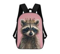 sinyumoney Raccoon King Mochila Escolar De Moda Para Estudiantes, Adecuada Para Niños Y Niñas, Mochila Informal Para Viajes Al Aire Libre, Esencial Para El Día A Día 17inch