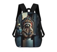 sinyumoney Raccoon King on Toilet Paper Throne Mochila Escolar Para Niñas Mochila Impermeable Mochila Informal De Día Mochila Ligera Para Niño Y Niña Mochila Escolar 17inch