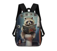 sinyumoney Raccoon on The Toilet Mochila Escolar Para Niños De 17 Pulgadas, Mochila Informal De Viaje Para Niños Y Niñas, Mochila De Gran Capacidad Para El Día A Día 17inch