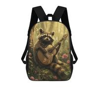 sinyumoney Raccoon Playing Guitar in Forest-1 Mochila Escolar Infantil Impresa En 3D 17inch Mochilas De Moda Para Niños De Primaria Y Secundaria
