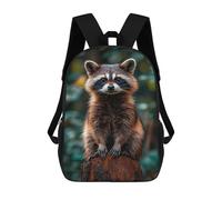 sinyumoney Raccoon Portrait on Tree Stump Mochila Escolar Para Ordenador, Para El Colegio/trabajo/viajes Para Niñas, Niños Y Adolescentes 17inch