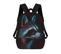 sinyumoney Raccoon Portrait with Teal Lighting Mochila Escolar Infantil De 17 Pulgadas, Impresa En 3D, Estilo Casual, Para Niños, Ideal Para Viajes, Como Mochila Escolar O Para Llevar Libros.