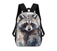 sinyumoney Raccoon Watercolor Mochila Escolar Infantil De 17 Pulgadas, Mochila Escolar Impresa En 3D Para Niños De Primaria Y Secundaria