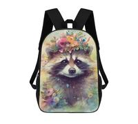 sinyumoney Raccoon with Flower Crown Art Print Mochila Escolar Infantil De 17 Pulgadas Con Estampado 3D De Películas De Anime Para Niños, Mochila De Viaje, Mochila Escolar Infantil