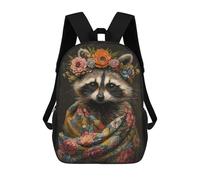 sinyumoney Raccoon with Flowers Mochila Infantil, Mochila Escolar Impresa En 3D, Mochila Para Niños Y Niñas, Mochila Escolar Ajustable Para La Escuela Primaria 17inch