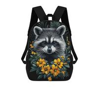 sinyumoney Raccoon with Flowers Mochila, Mochila Escolar Impresa En 3D, Bolsa Para El Almuerzo Escolar, Mochila De Viaje, Mochila Para Amigos, Mochila Escolar Para Niñas Y Niños 17inch